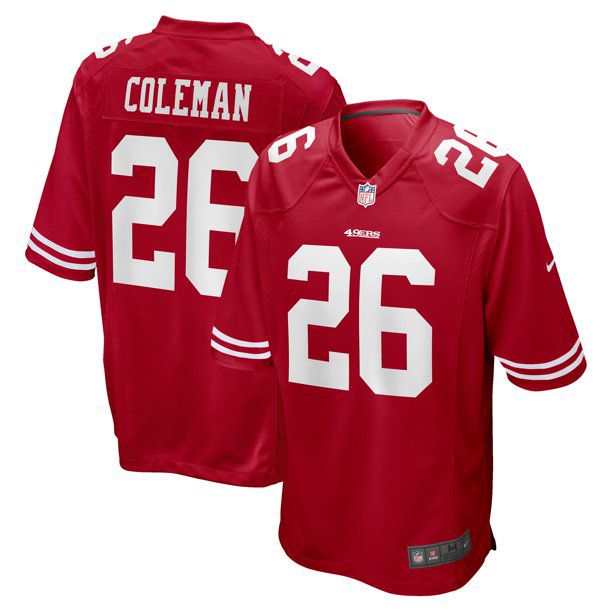 Men San Francisco 49ers #26 Tevin Coleman Nike Scarlet Game Player NFL Jersey->san francisco 49ers->NFL Jersey